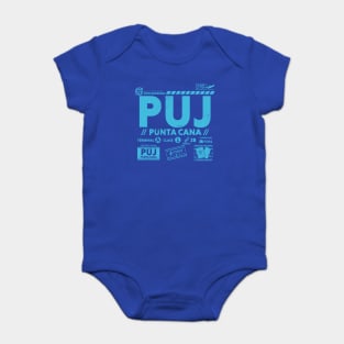 Vintage Punta Cana PUJ Airport Code Travel Day Retro Travel Tag Dominican Republic Baby Bodysuit